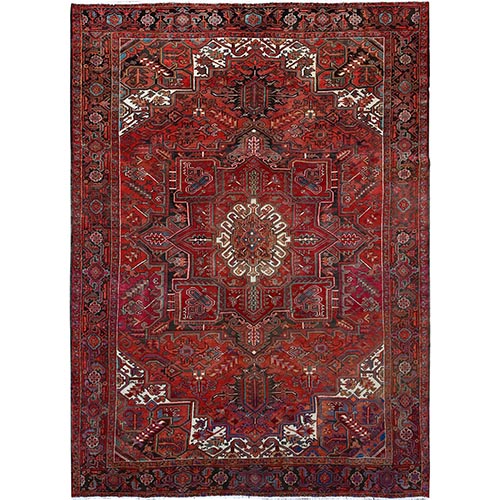 Prismatic Legacy Red, Centre Geometric Element, Sides Secured Professionally, Cleaned, Sheared Low Organic Wool, Good Condition, Vintage Oriental Rug