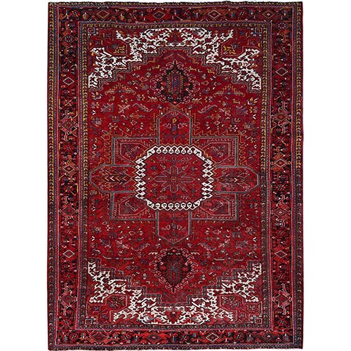 Penn Red And Ivory Color Corners, Good Condition, Hand Knotted, Sides And Ends Secured Professionally, Semi Antique Persian, All Wool, Cropped Thin, Oriental Rug