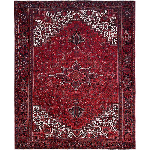 Angels Red, Execellent Condition, Organic Wool, Ends And Sides Secured Professionally, Clean, Hand Knotted, Vintage Persian Heriz Oriental Rug