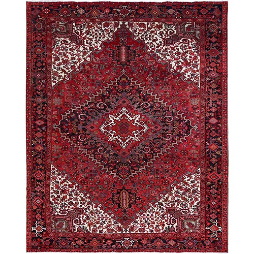 Valiant Poppy Red, All Natural Wool, Secured Ends And Sides, Mint Condition, Hand Knotted, Tribal Weave, Persian, Sheared Low, Tribal Village Semi Antique Oriental Rug