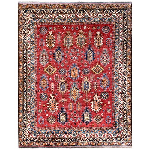Crimson Red, Afghan Ersari with Turkish Knot, Antique Caucasian Design, Vegetable Dyes, Densely Woven, Hand Knotted, Velvety Wool, Oriental 