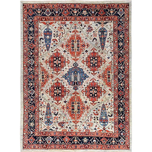 Misty Gray, Qashqai Design with Cypress Trees, Vegetable Dyes, Soft Pile, High Mountain Wool, Hand Knotted, Densely Woven, Oriental 