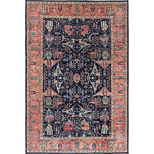 Midnight Blue, Aryana Collection, Bijar Garus Design, Vegetable Dyes, Soft Pile, High Mountain Wool, Hand Knotted, Densely Woven, Oversized, Oriental 