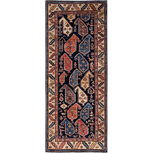Midnight Blue, Northwest Persian with Large Paisley Design, Aryana Collection, Vegetable Dyes, Soft Pile, High Mountain Wool, Hand Knotted, Densely Woven, Extra Wide Runner, Oriental 