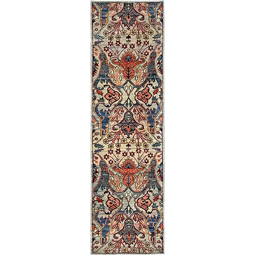 Oyster Gray, Bijar Garus Design, Aryana Grade, Vegetable Dyes, High Mountain Wool, Hand Knotted, Soft Pile, Densely Woven, Runner, Oriental 