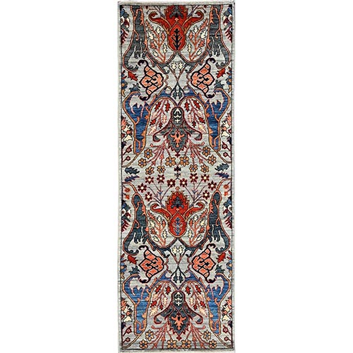 Mirage Gray, Bijar Garus Design, Aryana Collection, Vegetable Dyes, Soft Pile, High Mountain Wool, Hand Knotted, Densely Woven, Runner, Oriental 