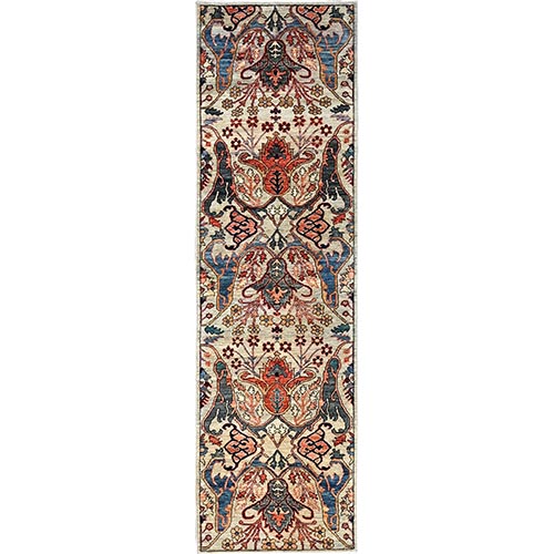 Oyster Gray, Bijar Garus Design, Aryana Collection, Vegetable Dyes, High Mountain Wool, Hand Knotted, Soft Pile, Densely Woven, Runner, Oriental 
