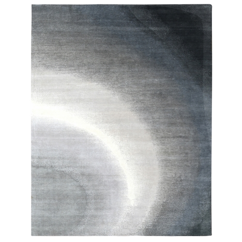Perfect Gray, THE MOONLIGHT, Modern Gradation Design, Thick and Plush, 100% Wool, Hand Knotted, Oriental Rug