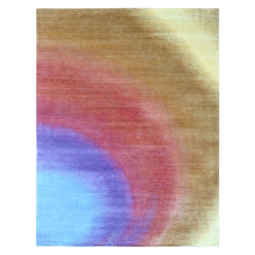 THE RAINBOW, Modern Gradation Design, 100% Wool, Thick and Plush, Hand Knotted, Oriental Rug