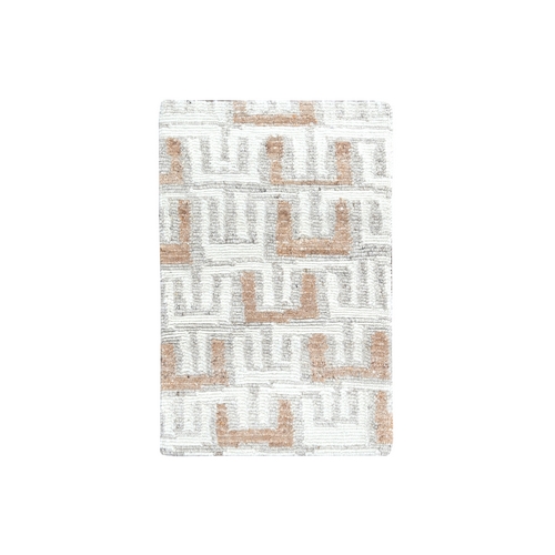 Oyster White, Minimalist Swedish Design, Hand Knotted, 100% Wool, Sample, Mat, Oriental 
