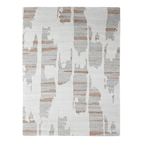 Bone White, Hand Knotted, Minimalist Swedish Design, 100% Wool, Oriental 