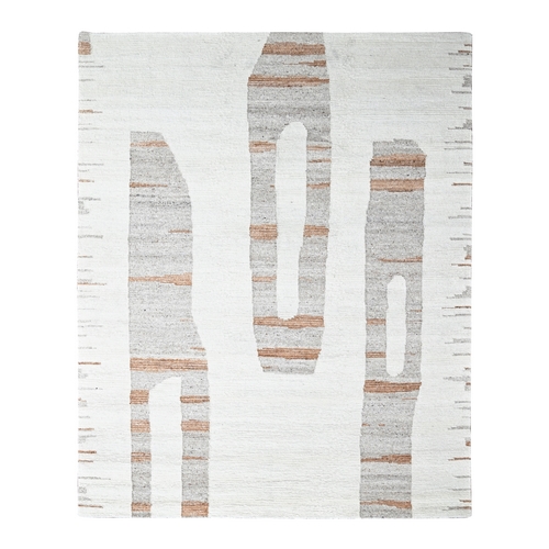 Bone White, Minimalist Swedish Design, Hand Knotted, 100% Wool, Oriental 