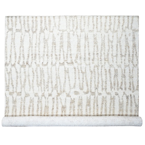 Alabaster White, Minimalist Swedish Design, Hand Knotted, 100% Wool, XL, Oversized, Oriental 