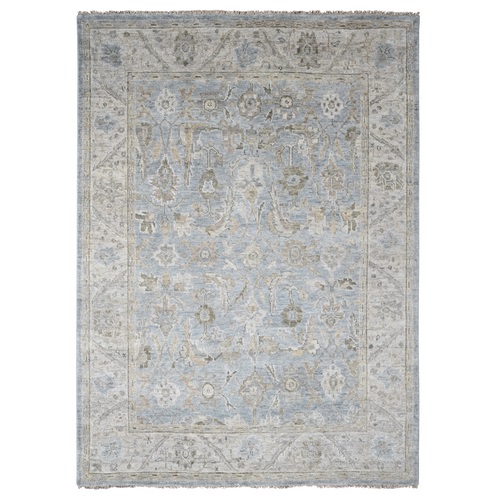 Stone Gray, Supple Collection, Oushak All Over Design, Soft Velvety Wool, Hand Knotted, Vegetable Dyes, Oriental Rug