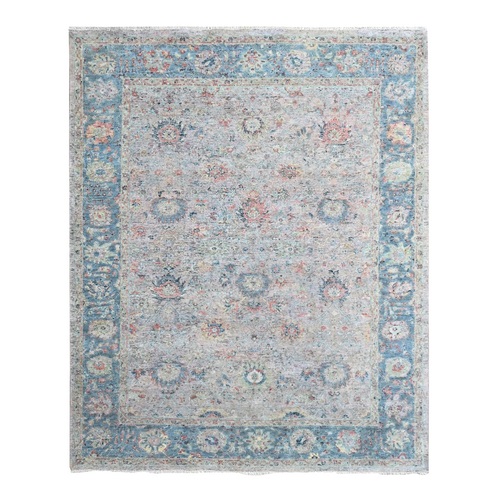 Whisper Pink, Hand Knotted, Ziegler Mahal Design, Zero Pile, Distressed, Pure Wool, Oriental 