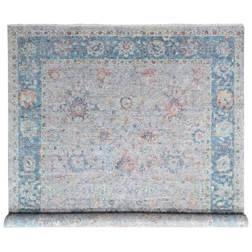 Whisper Pink, Hand Knotted, Ziegler Mahal Design, Zero Pile, Distressed, Pure Wool, Oriental 