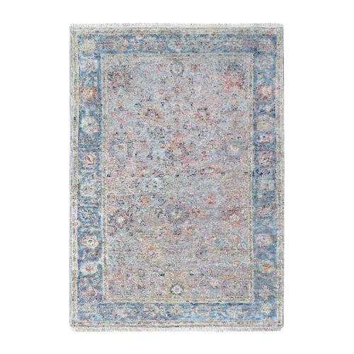 Whisper Pink, Hand Knotted, Ziegler Mahal Design, Zero Pile, Distressed, Pure Wool, Oriental 