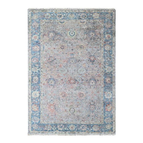 Whisper Pink, Ziegler Mahal Design, Hand Knotted, Zero Pile, Distressed, Pure Wool, Oriental 