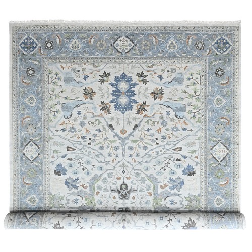 Oyster Gray, Soft Pile, Denser Weave, Oushak with All Over Design, Hand Knotted, Pure Wool, Oversized, XL, Oriental 
