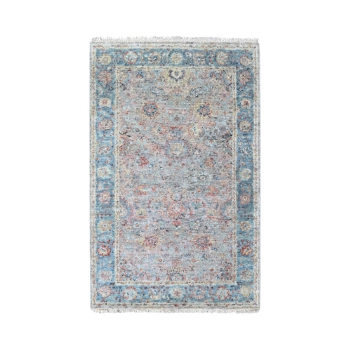 Whisper Pink, Hand Knotted, Ziegler Mahal Design, Zero Pile, Distressed, Pure Wool, Oriental 