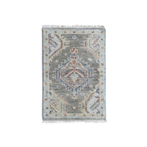 Sage Green, Supple Collection, Oushak Design, Hand Knotted, Soft and Velvety Wool, Vegetable Dyes, Mat, Sample, Oriental 