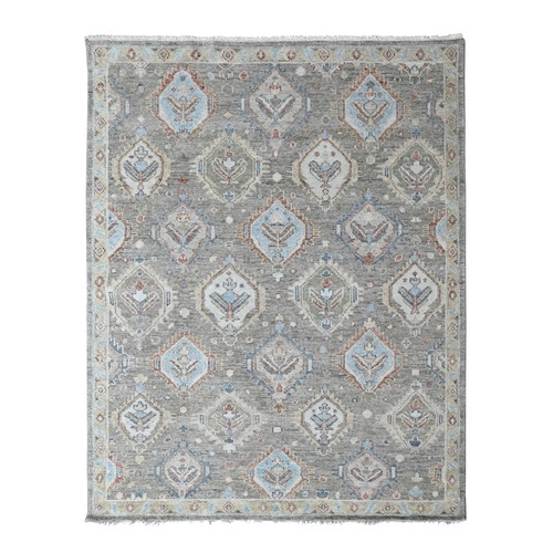Sage Green, Supple Collection, Oushak All Over Design, Soft and Velvety Wool, Hand Knotted, Vegetable Dyes, Oriental 
