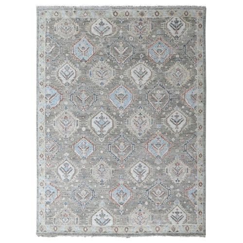 Sage Green, Oushak All Over Design, Supple Collection, Soft and Velvety Wool, Hand Knotted, Vegetable Dyes, Oriental 
