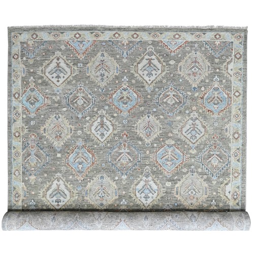 Sage Green, Hand Knotted, Supple Collection, Oushak All Over Design, Soft and Velvety Wool, Vegetable Dyes, Oriental 