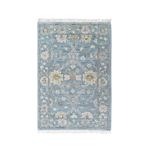 Stone Blue, Supple Collection, Oushak All Over Design, Hand Knotted, Soft and Velvety Wool, Vegetable Dyes, Sample, Mat, Oriental 