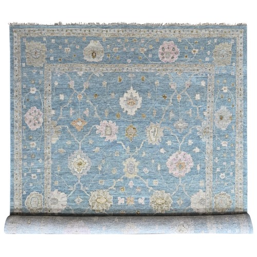 Stone Blue, Hand Knotted, Supple Collection, Oushak All Over Design, Luxurious Wool, Vegetable Dyes, XL, Oversized, Oriental 