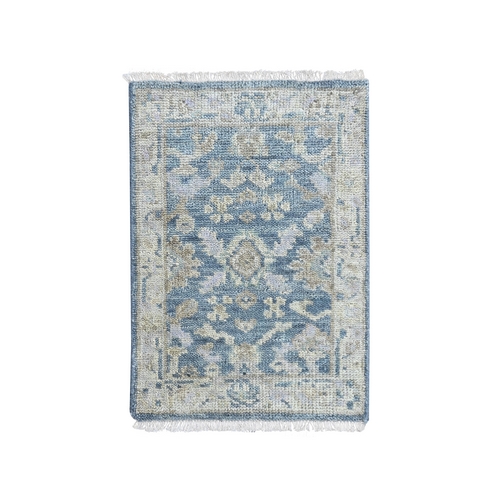 Aegean Blue, Oushak All Over Design, Supple Collection, Hand Knotted, Shiny and Vibrant Wool, Vegetable Dyes, Mat, Sample, Oriental 