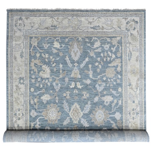 Aegean Blue, Supple Collection, Oushak All Over Design, Hand Knotted, Shiny Wool Pile, Vegetable Dyes, Oversized, XL, Oriental 