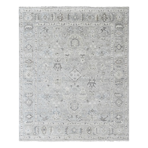 Spanish Gray, Supple Collection, Oushak All Over Design, Hand Knotted, Shiny Wool Pile, Vegetable Dyes, Oriental 