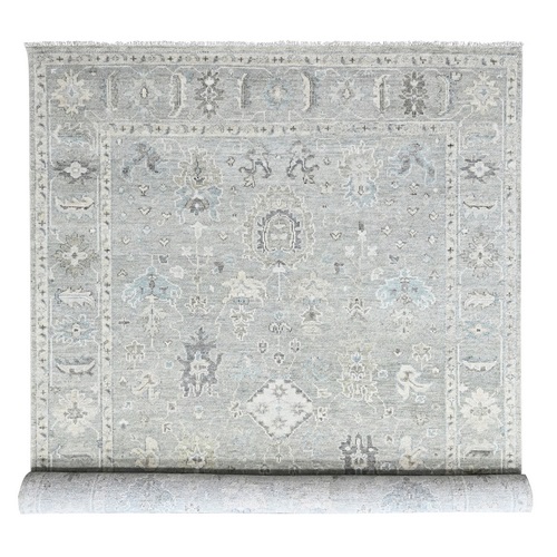 Spanish Gray, Supple Collection, Oushak All Over Design, Hand Knotted, Shiny and Vibrant Wool, Vegetable Dyes, Oriental 