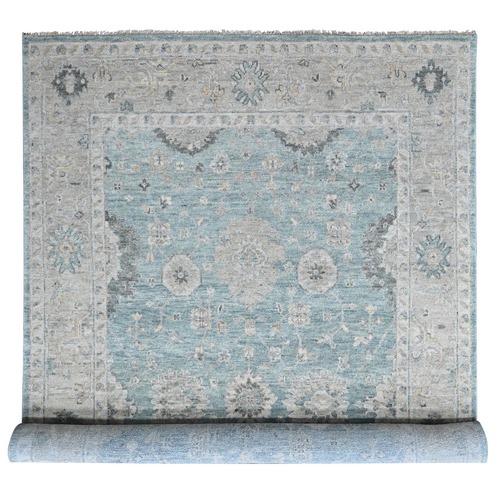 Powder Blue, Oushak All Over Design, Hand Knotted, Supple Collection, Luxurious Wool, Vegetable Dyes, Oriental Rug