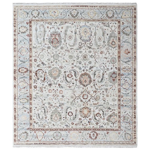 Chiffon White, Ziegler Mahal Design, Hand Knotted, Pure Wool, Zero Pile, Distressed, Oriental 