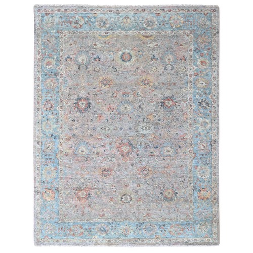 Whisper Pink, Ziegler Mahal Design, Hand Knotted, Zero Pile, Distressed, Pure Wool, Oriental 