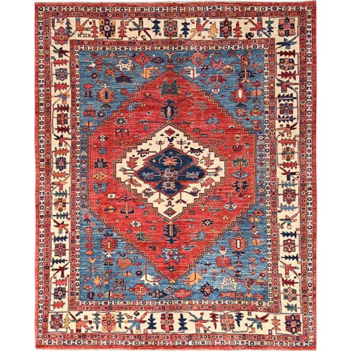 Imperial Red, Aryana Grade, Serapi Heriz with Large Medallion Design, Vegetable Dyes, High Mountain Wool, Hand Knotted, Soft Pile, Densely Woven, Oriental 