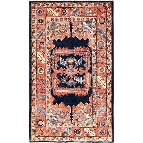 Sun Baked Orange, Serapi Heriz with Large Medallion Design, Vegetable Dyes, Hand Knotted, Aryana Grade, High Mountain Wool, Soft Pile, Densely Woven, Oriental 