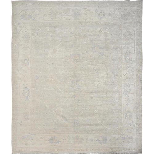 Papyrus White, Hand Knotted, 100% Wool, White Wash Peshawar with Oushak Design, Densely Woven, XL, Oversized, Oriental 
