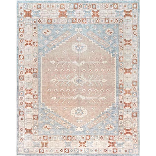 Light Pink, Anatolian Village Design, Turkish Knot, Zero Pile, Sheared Low, Hand Knotted, 100% Wool, XL, Oversized, Oriental 