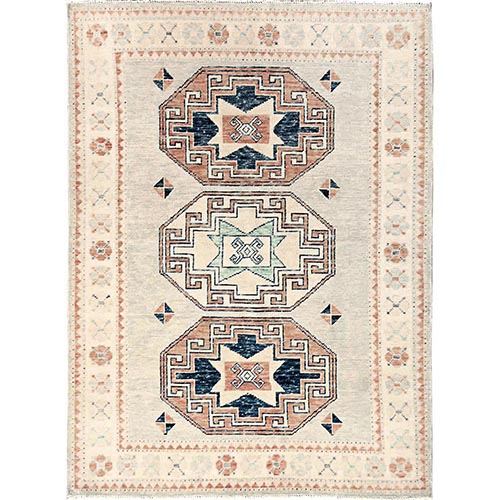 Beau Blue, Anatolian Village Design, Turkish Knot, Hand Knotted, Zero Pile, Sheared Low, 100% Wool, Oriental 