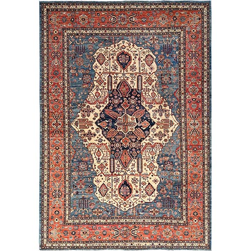 Horizon Blue, Farahan Sarouk Design, Aryana Collection, Vegetable Dyes, Hand Knotted, Soft Pile, High Mountain Wool, Densely Woven, Oriental 