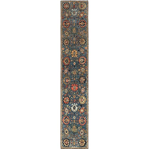 Imperial Blue, Northwest Persian All Over Design, Aryana Grade, Vegetable Dyes, Soft Pile, High Mountain Wool, Hand Knotted, Densely Woven, XL Runner, Oriental 
