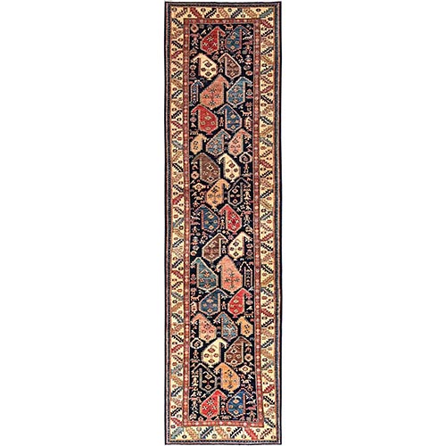 Midnight Blue, Northwest Persian with Large Paisley Design, Aryana Grade, Vegetable Dyes, Soft Pile, High Mountain Wool, Hand Knotted, Densely Woven, Wide Runner, Oriental 