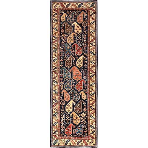 Midnight Blue, Northwest Persian with Large Paisley Design, Hand Knotted, Aryana Grade, Vegetable Dyes, Soft Pile, High Mountain Wool, Densely Woven, Wide Runner, Oriental 