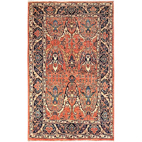 Rust Orange, Bijar Garus Design, Aryana Grade, Vegetable Dyes, High Mountain Wool, Hand Knotted, Soft Pile, Densely Woven, Oriental 