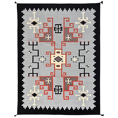 Misty Gray, Hand Woven, American Indian Southwest Geometric Design,  Flat Weave, 100% Wool, Oriental 