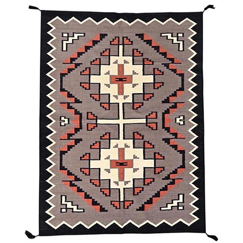 Natural Brown, Hand Woven, Flat Weave, American Indian Southwest Geometric Design, 100% Wool, Oriental 