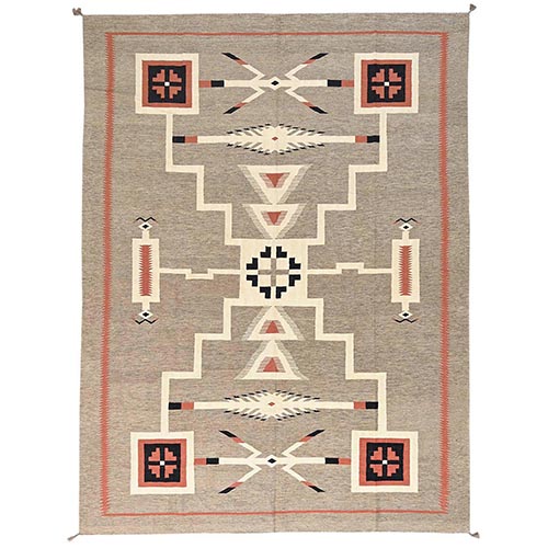 Beaver Brown, American Indian Southwest Geometric Design, 100% Wool, Flat Weave, Hand Woven, Oriental 